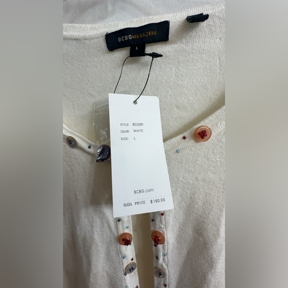 NWT BCBGMAXAZRIA RAINBOW SPANDEX CARDIGAN SWEATER FIT MEDIUM/LARGE, RETAIL $160 - Picture 3 of 7